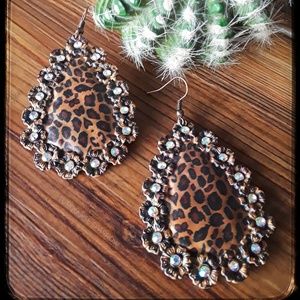 Leopard Teardrop Earrings
